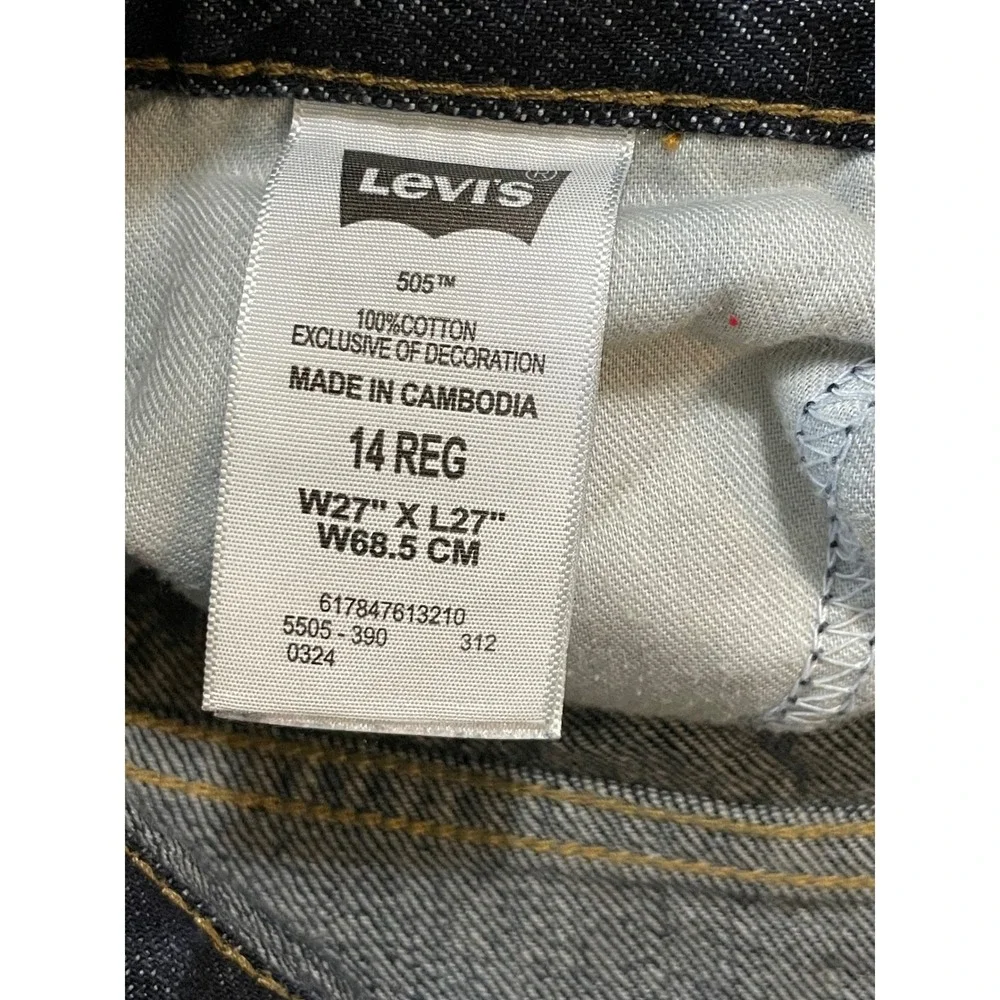 Levi's 505 Regular Straight Jeans Kids 14 27 x 27 Reg Dark Indigo Denim Pants